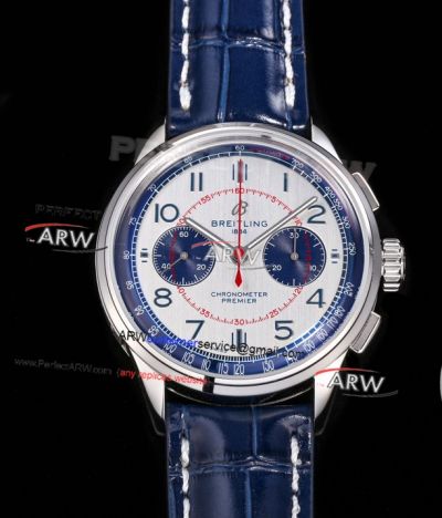 BLS Replica V2 Breitling Premier Bentley Mulliner Silver Blue Dial Chronograph Watch